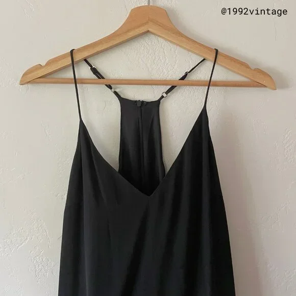 VINTAGE 90s Slip Midi Dress Black 100% Silk  | Size XS - Picture 3 of 9